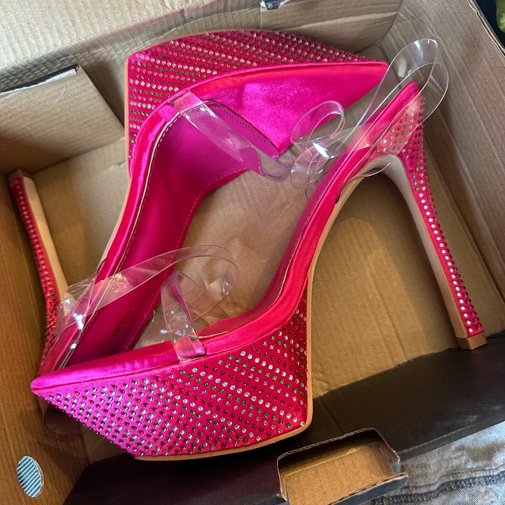 Sexy embellished fashion nova pink heels size 10